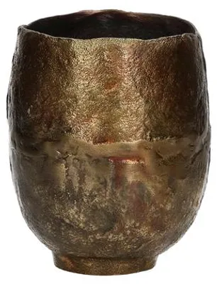 Image de Pot de fleurs Pomax, style tamoul, couleur or, diamètre 15 cm, hauteur 18 cm