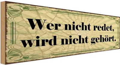Produktbild von vianmo Holzschild 10x27 cm Nicht redet wird gehört Dekoration