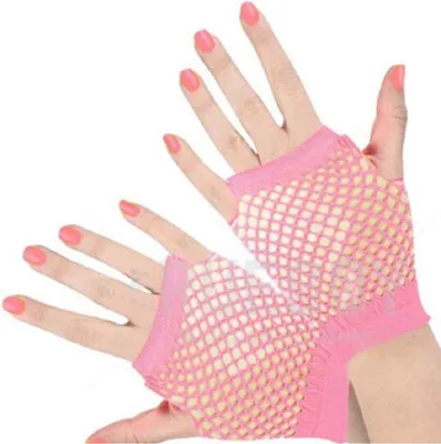 Immagine prodotto di Guanti senza dita – Guanti in rete – Guanto in rete – Rosa chiaro – Guanto con fori – Carnevale – Festa a tema – Guanti senza dita – 1 paio – CHPN