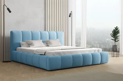 Produktbild von Polsterbett Doppelbett GIULIA Komplettset 160x200cm Stoff Magic Velvet Sky