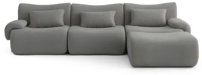 Immagine prodotto di MILYSOFA SOFATIME: divano angolare modulare a 3 posti con chaise longue, raffinato tessuto bouclé, grigio nuvola