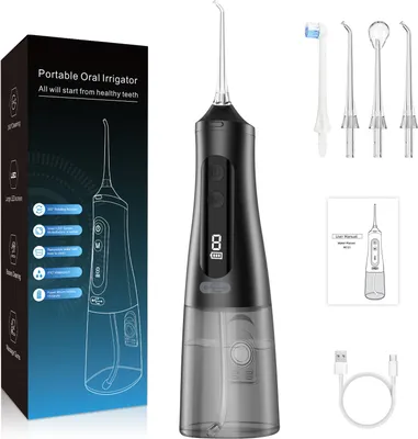 Produktbild von Water Flosser Kabelloser Munddusche 9 Modi 4 Düsen IPX7 Wasserdicht