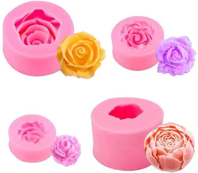 Produktbild von Ibenzoa® 4er-Set 3D Silikon-Blumenformen, lebensmittelecht, flexibel, -40 °C bis 220 °C, spülmaschinenfest – für Fondant, Schokolade, Seife, Epoxidharz