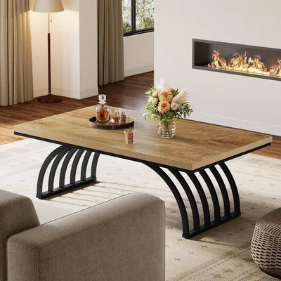 Obrázok produktu pre Konferenčný stolík, industriálny štýl, drevo a kov, 120 cm, svetlohnedý