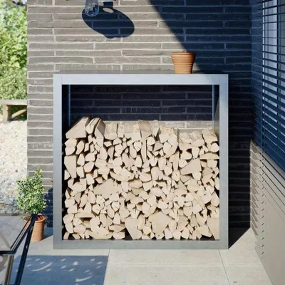 Obrázok produktu pre Regál na drevo – Úložný regál – Regál na drevo – Vonkajšie použitie – Pozinkovaná oceľ – 100 x 40 x 100 cm – S ventilačnými otvormi