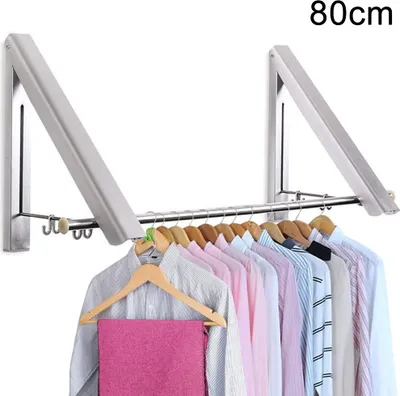 Produktbild von Kleiderhaken Wand Klappbar, Aluminium Kleiderbügel Kleiderlüfter Wandgarderobe Kleiderständer Haken Halter für Schlafzimmer, Badezimmer, BalkonSilver