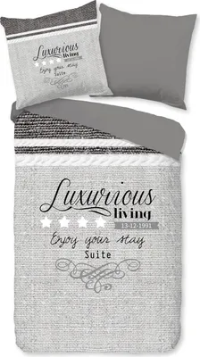 Immagine prodotto di Pure Bettbezug "text" - grigio - (135x200 cm) - Mikrofaser