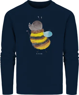 Produktbild von Mr. & Mrs. Panda Rundhals Pullover Hummel flauschig Größe M - French Navy - Geschenk, Blume, Sweatshirt, Pulli, Lustige Sprüche, Biene, Sweater, Bio, Baumwoll, Natur