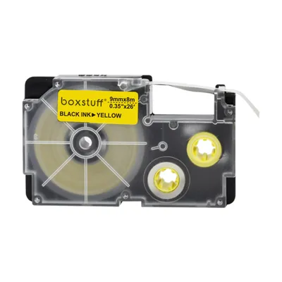 Produktbild von Casio Compatible XR-9YW Schriftbandkassette - Schwarz auf gelb - 9 mm x 8 m