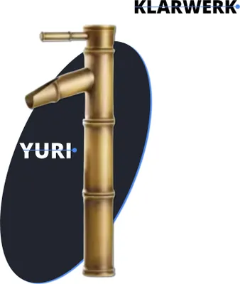 Produktbild von YURI | Bambus Wasserfall Wasserhahn Bad Messing Gold hohe Badarmatur | Edelstahl Armatur Für hohe Waschbecken | Japanische Mischbatterie 2 Anschlüsse