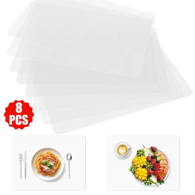 Produktbild von 8er-Set Transparente Tischset Tischunterlagen Esstischmatten Telleruntersetzer
