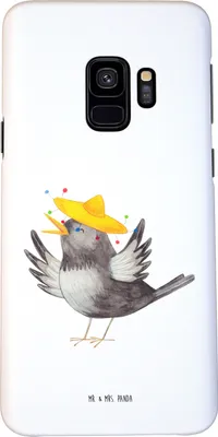 Produktbild von Mr. & Mrs. Panda Samsung Galaxy S9 Handyhülle Rabe Sombrero - Weiß - Geschenk, glücklich sein, Vögel, Vogel, Lustige Sprüche, Motivation, Cover, Elster, Hülle, Smartphone