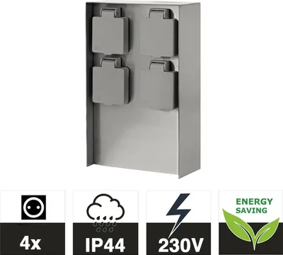 Produktbild von Grafner® Edelstahl Steckdosensäule mit 4 Außensteckdosen Gartensteckdose Energiesäule