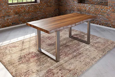 Produktbild von Refurbished Möbelretoure Esstisch Baumkante massiv Akazie nussbaum 240 x 100 Silber Utrecht