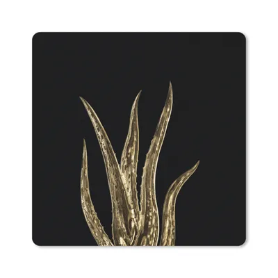 Produktbild von MuchoWow® Mauspad Mousepad Aloe Vera - Gold - Blatt 20x20 cm - Mousepads - Maus Mat - Pad - Mausunterlage - Desk Mat - Bureauartikeln