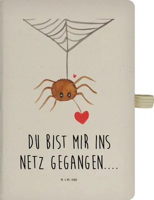 Produktbild von Mr. & Mrs. Panda Journal Spinne Agathe Liebe - Transparent - Geschenk, Adressbuch, notizbuch, Liebesbeweis, Skizzenbuch, Liebesgeschenk, Verliebt, Tagebuch, DIN A4
