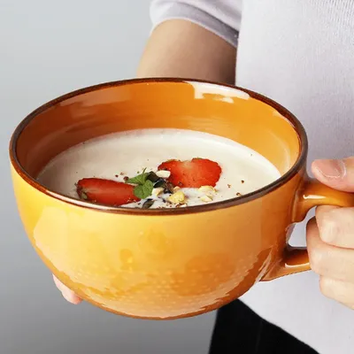 Produktbild von XXL Keramiktasse 700ml Orange mit Henkel für Kaffee, Tee, Suppe, Müsli