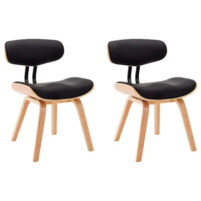 Image de Chaises à manger lot de 2 noir bois courbé et similicuir