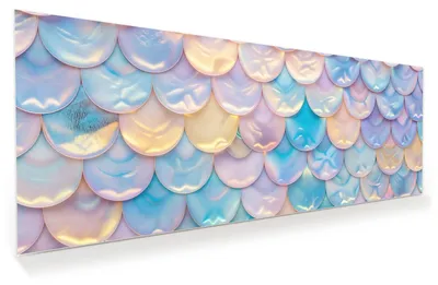 Produktbild von Glasbild 125x50cm in XXL für Wohnzimmer, Schlafzimmer Motiv Schuppen Mix Pastell