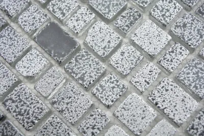 Produktbild von Handmuster Transparentes Crystal Mosaik Glasmosaik grau schwarz Wand Fliesenspiegel Küche Bad MOS85-0203_m