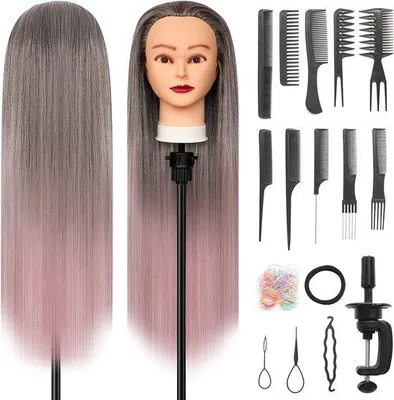 Produktbild von Kunsthaar-Oefenpop für Friseure, echtes Haar, Übungs-Kopf