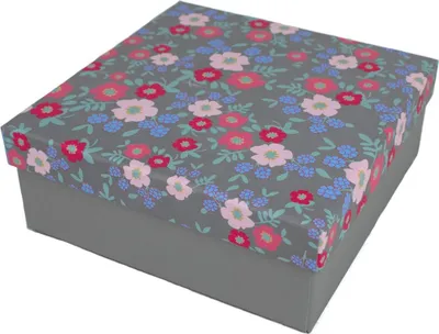 Produktbild von Geschenkkarton in verschiedenen Größen grau mit Frühlingsblumen