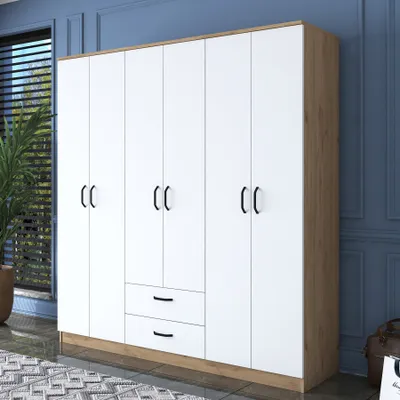 Produktbild von Skye Decor, BA115 - 2283, Kleiderschrank, Nussbaum, 100 % MELAMINBESCHICHTETE SPANPLATTEN, 180 x 47,3 x 190,8 cm