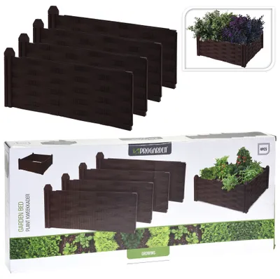 Produktbild von ProGarden Palisade Gartenzaun Beeteinfassung braun 45x18 cm 4 Stück