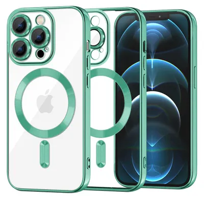 Produktbild von Techsuit Luxury Crystal Back Cover Hülle mit MagSafe für Apple iPhone 12 Pro Max - Hellgrün
