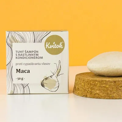 Obrázek produktu pro Kvitok Tuhý šampon s kondicionérem proti vypadávání vlasů Maca 50 g