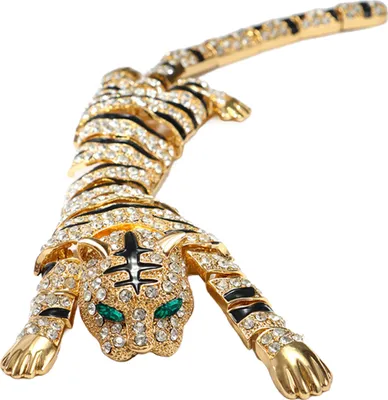 Produktbild von Broschennadel, glänzende Strasssteine, eingelegtes Tiger-Form-Abzeichen, rostbeständig, leicht, biegbar, Tiger-Brosche, Mode-Accessoires