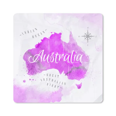 Produktbild von MuchoWow® Mauspad Mousepad Weltkarte - Australien - Rosa 20x20 cm - Mousepads - Maus Mat - Pad - Mausunterlage - Desk Mat - Bureauartikeln