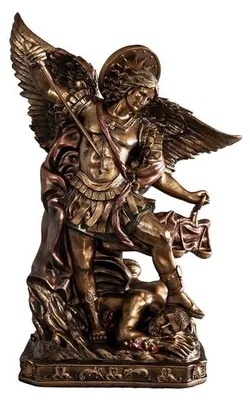 Erzengel Michael Figur, Kunstharz, bronzefarben, 100 cm