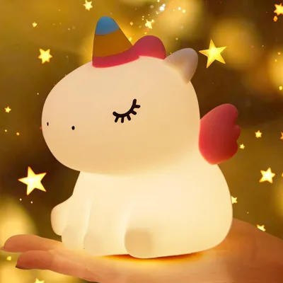 Produktbild von GIBOHOM Einhorn Nachtlicht Kinder LED, Dimmbar Touch-Steuerung Silikon Nachtlampe Kinderzimmer mit 30 Minuten Timer USB Aufladbare, 3 Lichtmodi Nachtlicht Baby Einhorn Geschenk für Mädchen Jungen