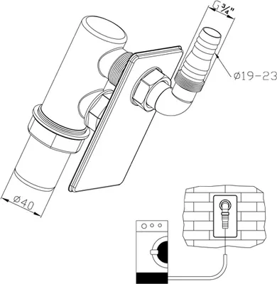 Produktbild von Unterputz-Siphon für Waschmaschine oder Geschirrspüler
