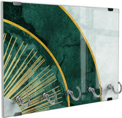 Produktbild von DEQORI Schlüsselbrett Glas 30x20 cm 'Das Marmorauge' Schlüssel Halter Board Haken