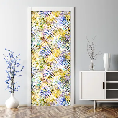 Produktbild von Dekorative Türposter selbstklebend Wandaufkleber Türaufkleber Gold Blatt Palmblatt 77 x 200 cm