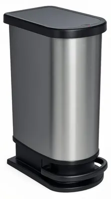 Zdjęcie produktu dla Ibenzoa® 50 L – pojemnik na śmieci o pojemności 50 litrów, wąski i oszczędzający miejsce, z pedałem, w kolorze grafitowym/czarnym, o wymiarach 44×29×67 cm, wykonany z tworzywa sztucznego, z wewnętrznym pierścieniem i metalowym mechanizmem, wolny od BPA, szczelny