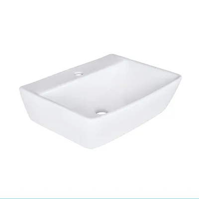 Productafbeelding van Belvit Wastafel Lotus, keramische opzetwastafel, hangwastafel, handwastafel, wastafel, wit, 50 cm