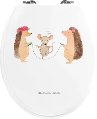 Produktbild von Mr. & Mrs. Panda Klobrille Igel Seilhüpfen - Weiß - Geschenk, WC Brille, Lustige Sprüche, Maus, Klodeckel, Klo-Deckel, Kindergarten, Kinder, Seilspringen, Sitz, Klositz