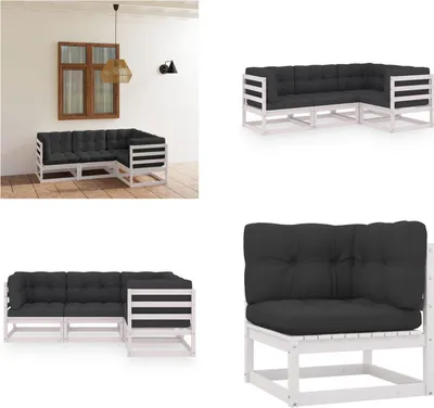 Produktbild von vidaXL 4 tlg. Garten Lounge Set mit Kissen Kiefer Massivholz - Gartenmöbel-Set - Gartenmöbel-Sets - Gartengarnitur - Gartengarnituren