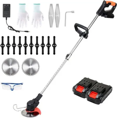 Immagine prodotto di Decespugliatore a batteria da 21 V con 2 batterie, forbici da giardino senza fili con lame multiple