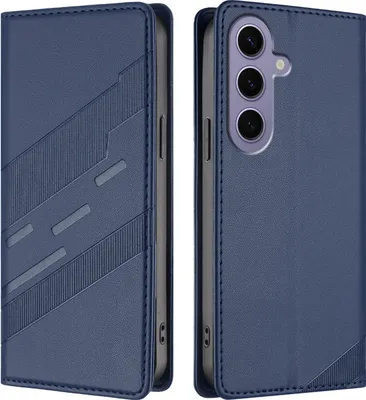 Produktbild von Hülle für Samsung Galaxy S25, Kunstleder Brieftaschen Handyhülle mit Kartenfach und Standfunktion Blau
