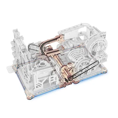 Image de puzzle 3D, système de connexion pour marbre, ville nocturne/port spatial, ROKR, bois