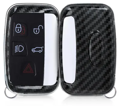 Obrázok produktu pre kwmobile Kryt na kľúč od auta kompatibilný s Land Rover Jaguar 5-tlačidlový kľúč od auta - Hardcover Ochranný kryt na kľúč Carbon Black