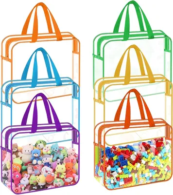 Immagine prodotto di Set di 6 sacchetti da toilette trasparenti, realizzati in PVC impermeabile, dimensioni 30x22x10 cm, ideali per viaggi e uso quotidiano