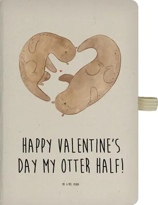 Produktbild von Mr. & Mrs. Panda notizbuch Otter Valentine - Transparent - Geschenk, Schreibbuch, Tagebuch, Hardcover A4, Freundin, Hochzeitstag, Valentinstag, für Frauen, Journal