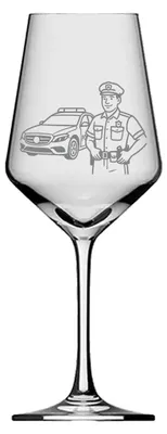 Produktbild von eXODA Weinglas Polizeimotiv langlebig spülmaschinenfest 350ml Kuh-Kalb Design