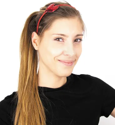 Produktbild von Herz-Haarreif mit Pailletten Valentinstags-Accessoire rot - Einheitsgröße