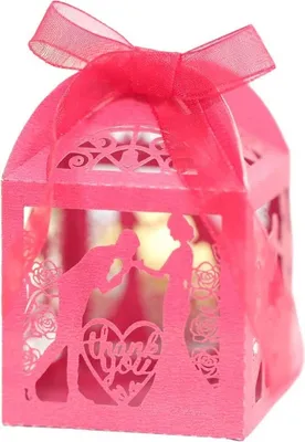 Produktbild von 50pcs Laser Cut Sweet Couple Thank You Candy Box, Braut Und Bräutigam Paar Süßigkeiten-Boxen Für Valentinstag Hochzeit Party Dekoration